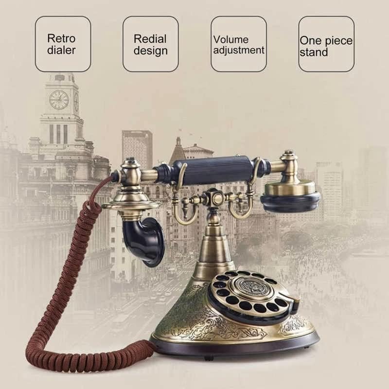 LEPSJGC Ретро Телефон С Въртящ се Набор от Стаята, Кабелна Старомоден Телефон с възможност за Регулиране на силата на Звука за тона