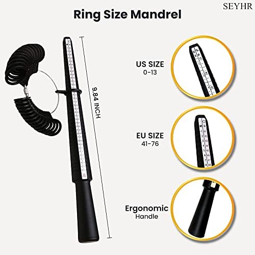 Набор от инструменти за измерване на размери на пръстените SEYHR с оправкой за пръстени Размерът на САЩ СУ 1-13 ЕС 41-76 Черно, Определени