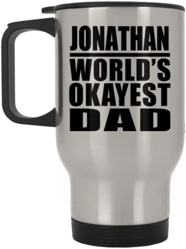 Дизайн за Джонатан, Най-Добрия Баща в света, Сребърен Пътна Чаша, 14 грама, на Изолиран Чаша от Неръждаема Стомана, Подаръци за рожден