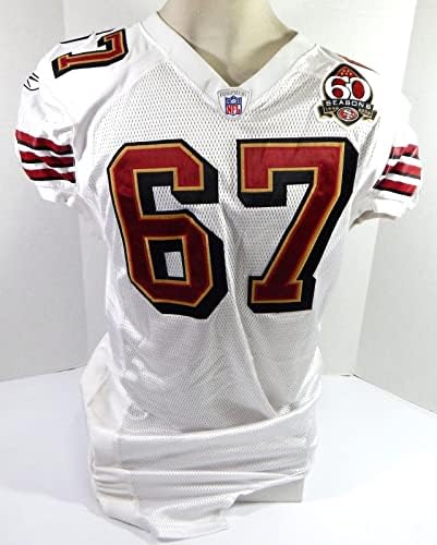 2006 San Francisco 49ers #67 Game Излиза Бяла Риза 60 S P 48 46 - Използваните тениски без подпис за игри в NFL