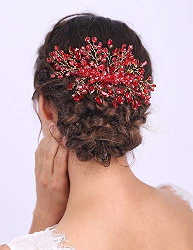 Aimimier Сватбена гребен за коса с лилав кристал, украса за коса с аметистом, сватбени аксесоари за коса, за жени или момичета