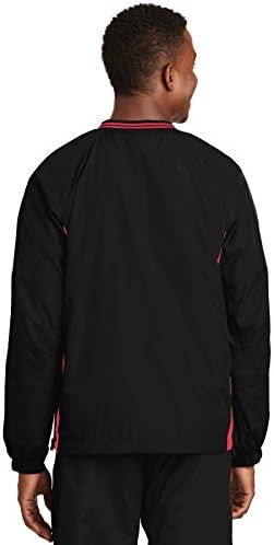 Ветровка Raglan с V-образно деколте от спортни текстил 6XL, Черен / Истински Червен