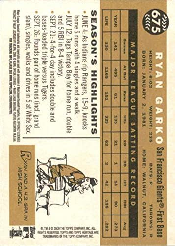 2009 Бейзболна картичка Topps Heritage 675 Райън Гарко Кливланд Индианс (Висока серия) МЕЙДЖЪР лийг бейзбол NM-MT