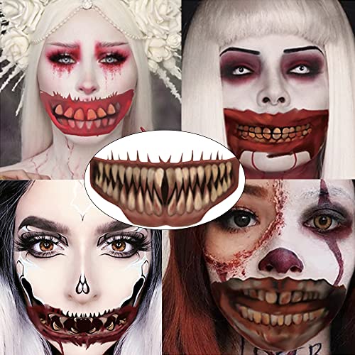 Временна Татуировка Устата на Ужасите за Хелоуин, 10 Листа, Розыгрышные Татуировки Клоун, Реалистични Етикети за Лице и Тяло, Фалшиви Татуировки
