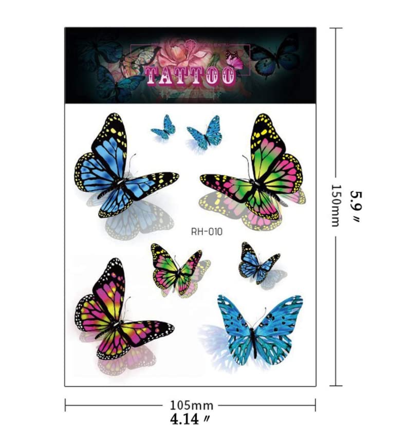 JJKUN 8 листа Лилава Пеперуда Водоустойчив Временни Татуировки Мъжки Красотата на Животни Татуировки За Жени на Флаш Татуировка Етикети