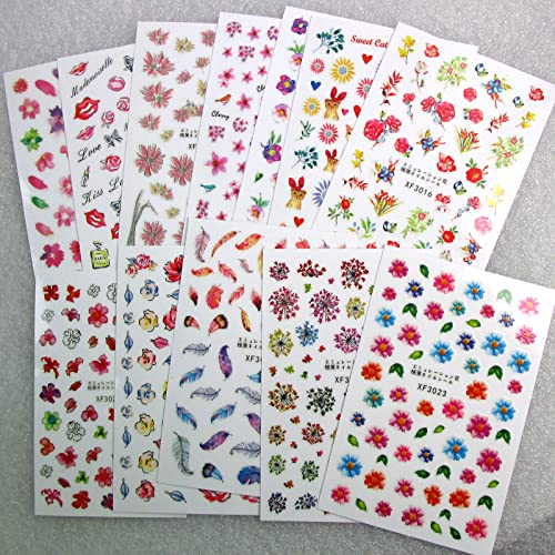 LoveOurHome 12 Листа Стикер за Дизайн на Ноктите Пролетта Цвете Писалка Стикери за Нокти, Стикери за Нокти Татуировка Маникюр Дизайн