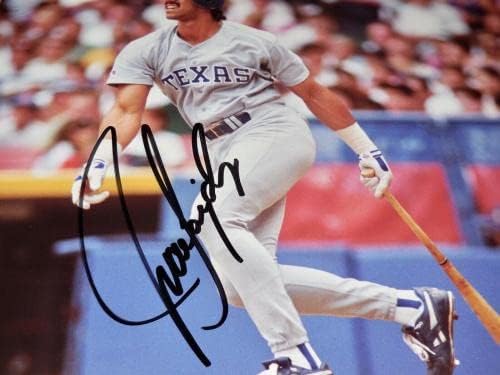 Цветна снимка с размер 8x10 с автограф на Хуан Гонсалес (в рамка и матово покритие) - Тексас Рейнджърс! - Снимки на MLB с
