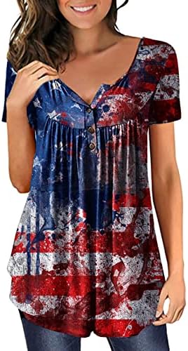 На 4 юли, Туника, Потници за жени, Американският Флаг, Скрывающий Мазнини По Корема, Тениски, Лятна Ежедневна Блуза С Къс