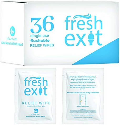 FreshExit – Салфетки от хемороиди в индивидуална опаковка - 36 броя – същите активни Съставки - Големи салфетки от хамамелис в малка