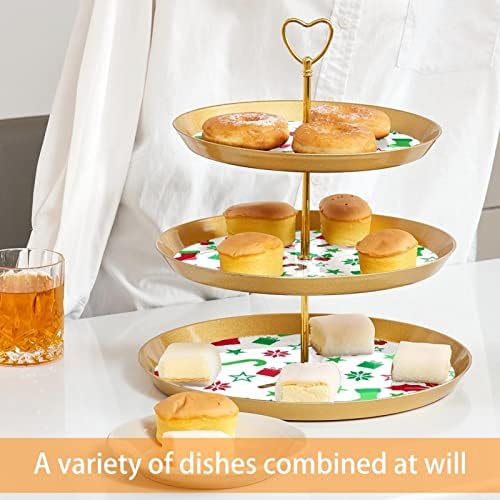 Лятна 3-Те Нива Поставка за Десерт Торта Златна Поставка за печене на Кексчета за Чай, Сватба и Рожден Ден, на Бял Коледа