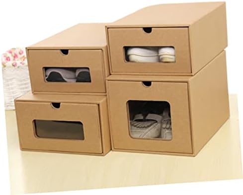 RAKUTE 6 бр. Кутия за съхранение на Обувки, Кутия за обувки, Штабелируемые Контейнери за съхранение на обувки с капаци, джоб за съхранение на обувки, Органайзер за обувк