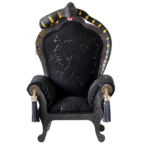 Миниатюрен стол-змия, мебели за куклена къща в готически стил, луксозен кралския черен цвят със златна змейкой. 1:6