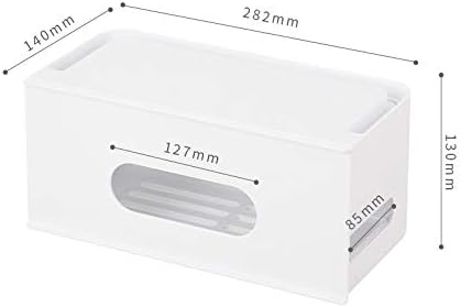 Кутия за съхранение на всички всячины Пластмасов Плъзгащ Настолна Кутия за съхранение на силови кабели (бял). (Цвят: Сив)