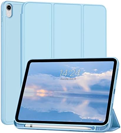 CLARKCAS iPad на 10-то поколение 10,9 инча 2022 с държач за моливи, фина задния капак от мека TPU, Лека магнитна стойка Trifold за iPad на 10-то поколение 10,9-инчов калъф 2022-с функция за ав