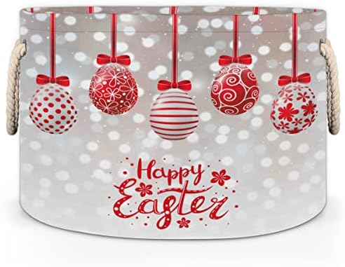Великденски яйца, Сладки Червени Големи Кръгли Кошници за съхранение, Кошница за дрехи с Дръжки, Кошница за съхранение на Завивки, Шкафове