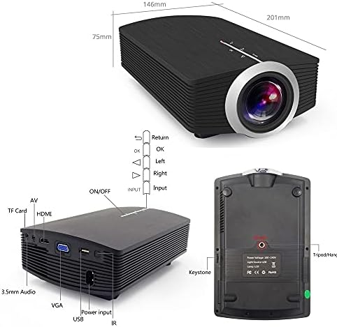 LMMDDP YG500/YG510 Мини проектор с поддръжка на 1080P 1800 лумена Преносим LCD led проектор За домашно кино с USB в прожектор Бас говорител (Размери: YG500)