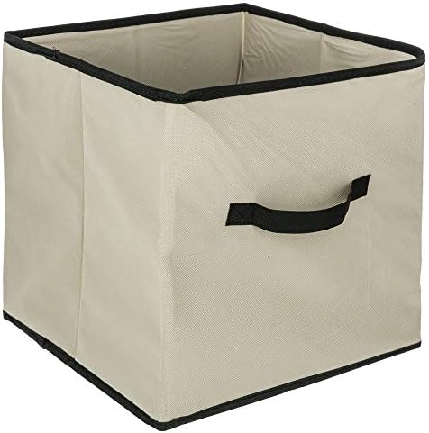 Кутия за съхранение на кубчета JJA 28771 31 x 31 см, от нетъкан текстил и полипропилен пластмаса, Бежовата, 31 x 31 см