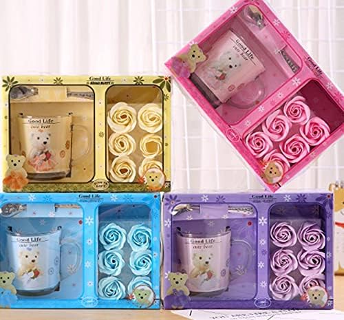 Креативна подарък чаша, стъклена чаша, комплект за подарък чаши, комплект чаши с цветя, рози, комплект чаши за котки и т.н. (мэйгуихуабэйцзитаочжуан)