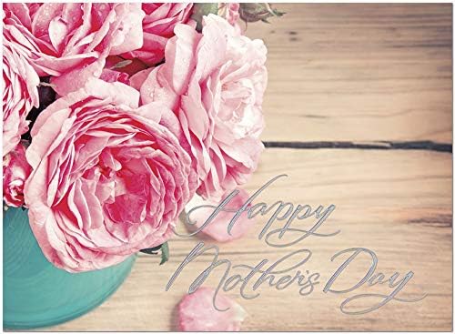 25 Картички за Деня на майката - един Красив Букет с релефни Сребърно фолио - 26 Бели Пликове - Mix FSC