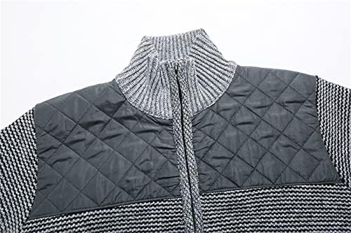 Maiyifu-GJ Мъжки ежедневни вязаный жилетка с цип, пуловери с руното облицовка, тънък цветен блок, яка-часова, зимата топъл дебел пуловер