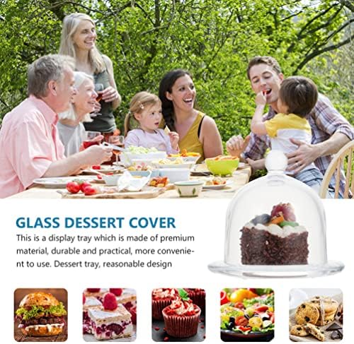 UPKOCH Мини Форми За Торта 2 елемента със Стъклен Капак За Торта С Основание Стъклена Кръгла Капачка За Купола на Кутията За Тортата За Кифли