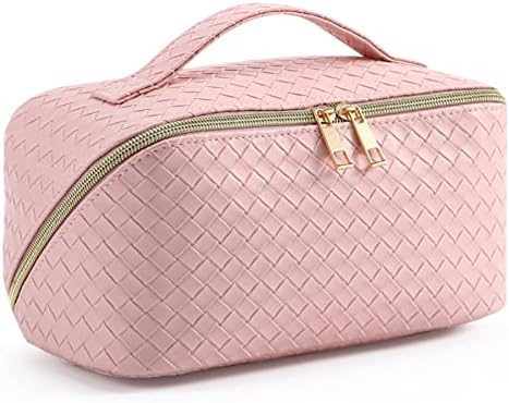 VIWIME/ Дамски Преносима косметичка за пътуване - Сладък Водоустойчиви козметични чанти от изкуствена кожа с голям капацитет, дръжка,