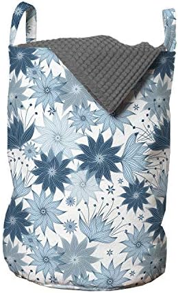 Ботаническая чанта за дрехи Ambesonne, Илюстрация на Цветето на модела във вид на Гирлянди, които цъфтят Цветя меки Тонове, Кошница за дрехи