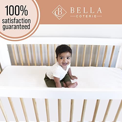 Bella Coterie Луксозни Бамбукови Кърпи за яслите | Органично отгледани | Ултра Меки | Охлаждане за по-добър сън | Чаршаф с дълбок джоб за легла и матраци за деца