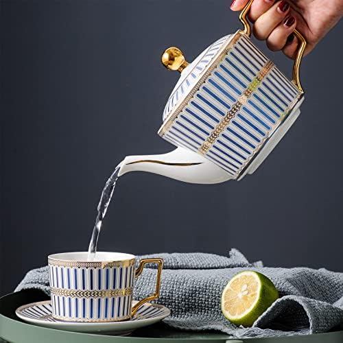 CWLWGO - Кралския машина, керамичен чайник в европейски стил, чайникът с цъфтящи и ронлива листа - 24 унции, подвижни чайника