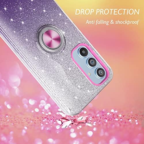 Калъф KSWOUS за Galaxy A54 5G с защитно фолио за екрана [2], Блестящ Лилаво Защитен калъф с поставка за жени и Момичета, Тънки