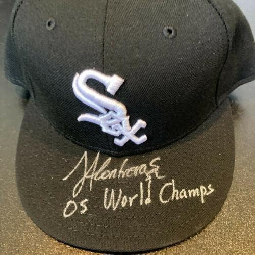 Хосе Контрерас Шампиони на Световните серии 2005 Подписаха шапка на Чикаго Уайт Сокс Щайнер COA - Шапки с автограф