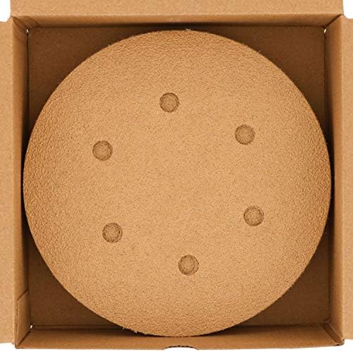 Dura-Gold - Премиум - 60 Песъчинки, 6-Инчов Шлифовъчни дискове със златни куки и вериги на 6 дупки за DA Sanders - Кутия от 24-та за чистовой