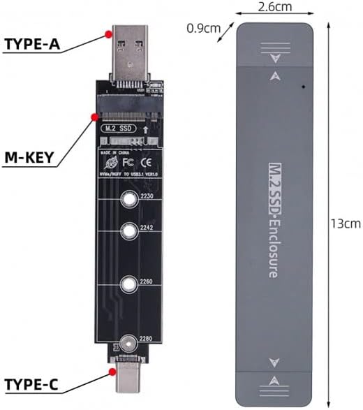 Xiwai Type-C USB3.0 за комбинирано NVME M-Key M. 2 NGFF SATA SSD PCBA Корпус 2280/2242/2230 мм Адаптер RTL9210B Чипсет
