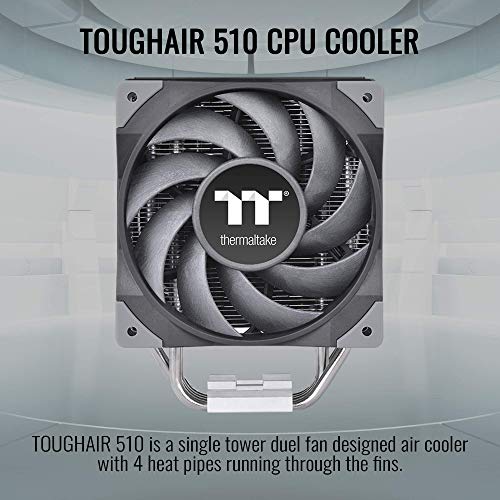 Процесора охладител Thermaltake TOUGHAIR 510 с мощност 180 W TDP с универсален конектор на Intel/AMD (LGA 1700/1200), двоен PWM-с вентилатор, с високо статично налягане от 120 мм при 2000 об/мин, с в