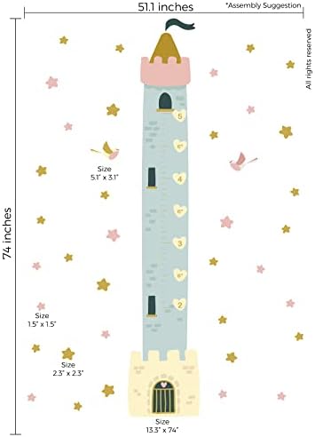 Стикери за стена с Таблицата на растеж Princess Castel Tower - Деца и етикети