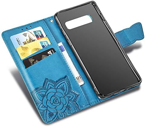 GYHOYA, Съвместим с Samsung Galaxy S10E, една Чанта-портфейл за жени, Кожен Флип-фолио с магнитна поставка и държач за карти, Защитен калъф за Samsung Galaxy S10E Blue Butterfly SD