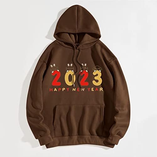 2023 Hoody Оверсайз за Жени със Сладък Заек, Графичен Пуловер с Бъни, Риза С Качулка, честита Нова Година, Hoody с домашен Любимец Принтом
