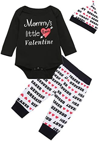 Yruiz/ Комплект от 3 теми за малките момчета Майка, Облекло за Разбиване на Сърца на Св. Валентин, Дълги Панталони с шапка