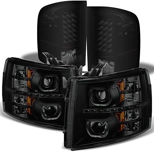 AKKON - За черно За Пушене 07-13 Silverado 1500 2500 3500 HD led Проектор Halo Фарове + Led Задна светлина