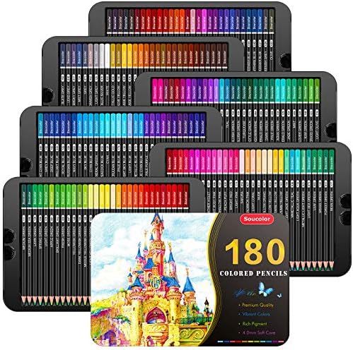 Комплект цветни моливи Soucolor 180 за художник с альбомчиком за рисуване Soucolor 9 x 12 см
