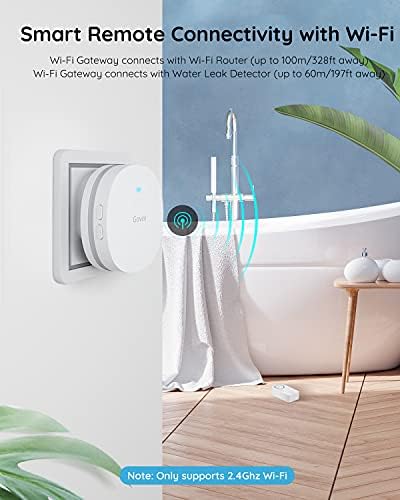 Govee WiFi Сензор за вода, 3 бр. в комплект с регулируема аларма 100 db с Детектори за вода Govee 5 бр., сензор Регулируема звукова