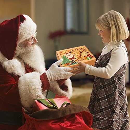 Hifunwu 12 БР. Коледни Кутии за бисквити Коледни Кутии за Предложения с Прозорец за печене на Кексчета, Бисквити, брауни, Понички Подарък