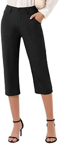 Дамски Черни капри GymSmart с джобове, Ежедневни Летни Елегантни Капри, Леки XL