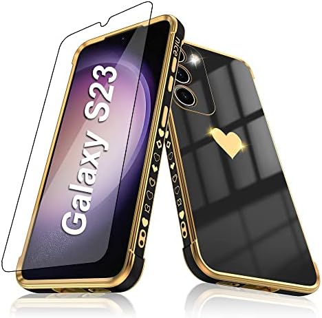 Jshru за Samsung Galaxy S23 Калъф с HD-защита за екрана, Противоударная Защита, покритие във формата на Сърце, Девчачий Женски Сладък