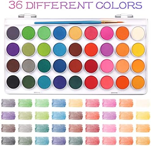 Набор от акварельных бои AROIC 36 цвята, комплект акварельных форми с 70 найлонови четки и 6 подлежат на повторна употреба четки за