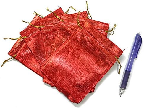 Всичко в ЕДНО Торбички от Органза в съвсем малък, за Съхранение на Бижута Сватба Парти Коледен подарък (4x6 инча Червен 100 бр.)