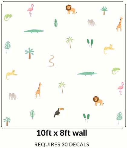 30 Стикери за стена с животински джунглата | Декор на детска стая на Сафари | Стикер На стената на детската стая | Декор на детска стая