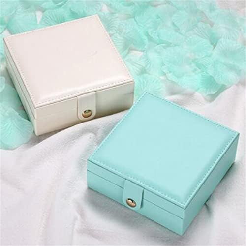 ZSEDP Кутия за съхранение на бижута Квадратна Преносима Ковчег за бижута, Изкуствена кожа, Пръстен, Гривна, Органайзер (Цвят: