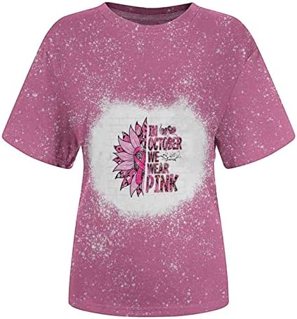 NaRHbrg През октомври ще Носят Розови Ризи, Дамски Избелени Тениски На Хелоуин, Сладки Тениски с графичен Дизайн, Есенни Блузи С