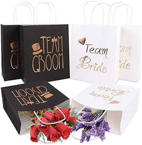 OurWarm 12 бр. подаръчни опаковки за сватбени партита, 6 чанти за шаферките и 6 подарък пакети за младоженеца с дръжки, подходящи за подаръци